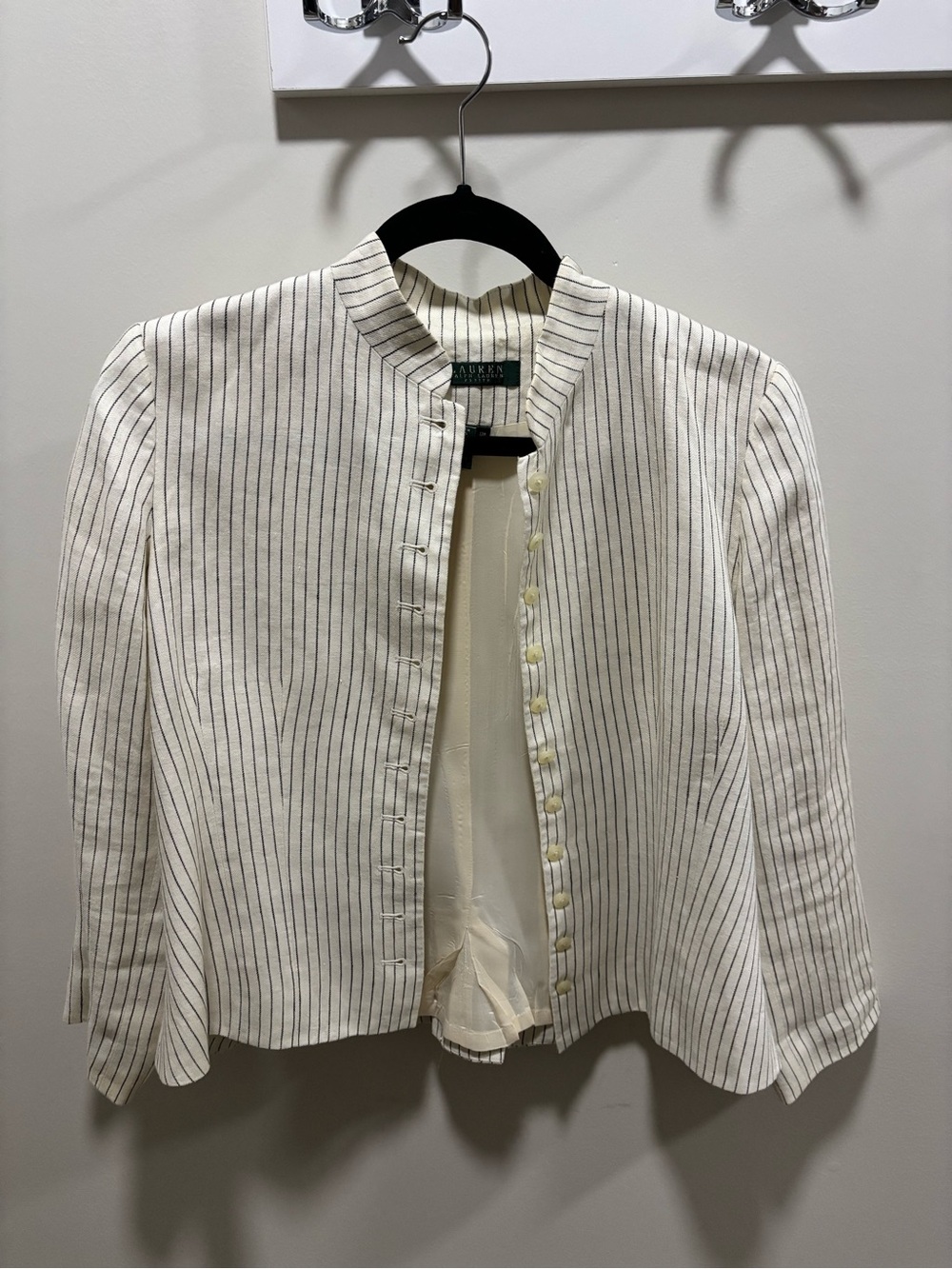Vintage Lauren Ralph Cream and Navy Pinstripe Blazer
